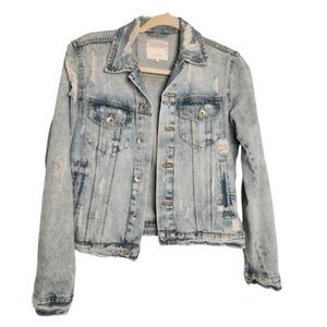 ZARA Light Blue Distressed Jean Jacket